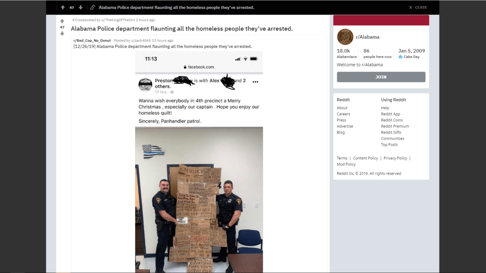 police-officers-gift-their-supervisor-cardboard-signs-which-were-taken-from-homeless-people