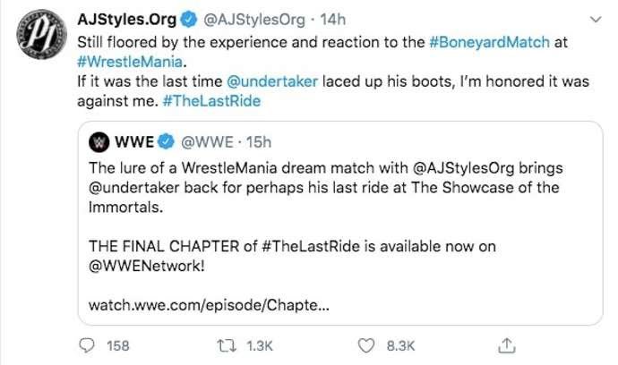 Tweet by AJ Styles