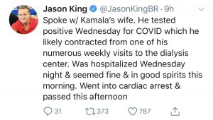 Jason King tweets the reason for Kamala's death