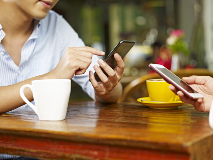 person looking at phone