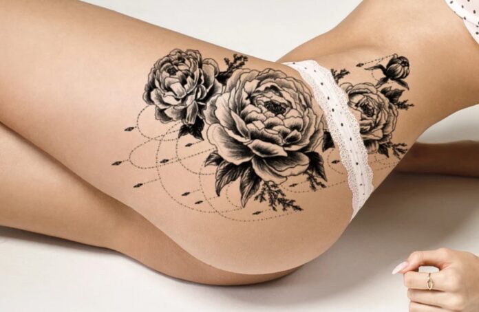 Rose Thigh Tattoo